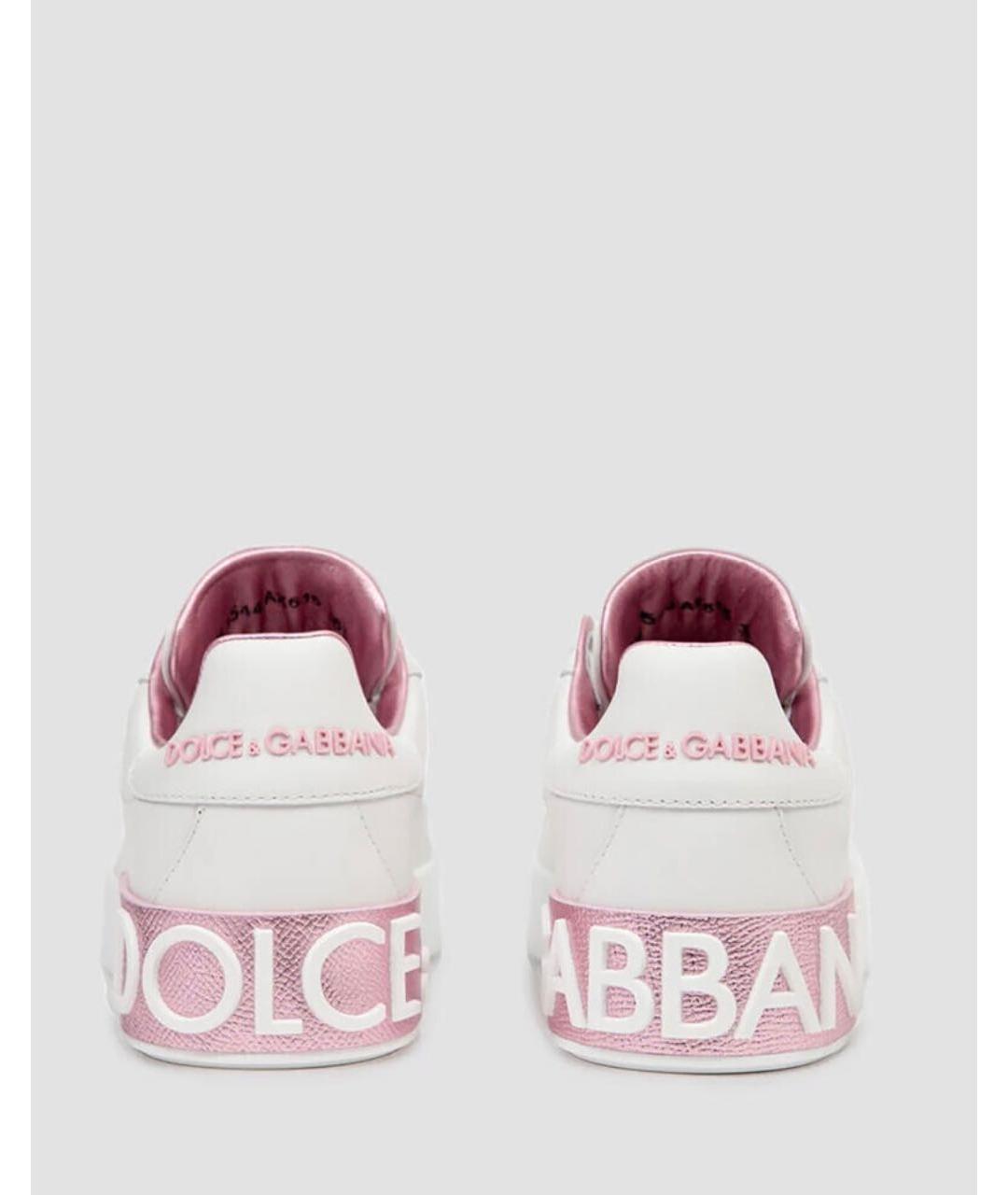DOLCE&GABBANA Белые кожаные кеды, фото 4