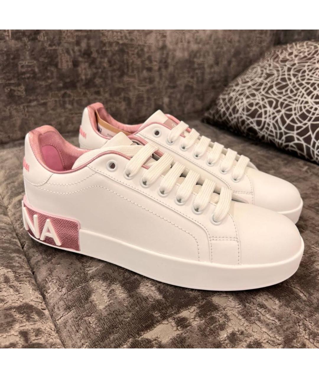 DOLCE&GABBANA Белые кожаные кеды, фото 3