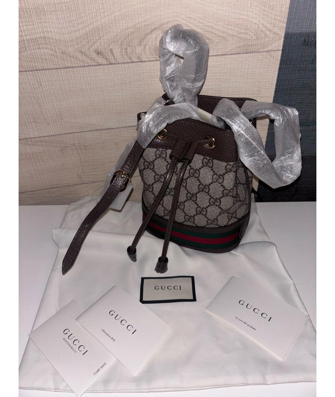 GUCCI Бежевая кожаная сумка через плечо, фото 4