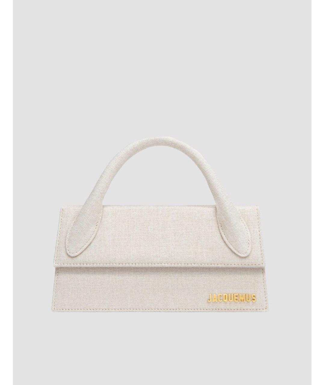 JACQUEMUS Бежевая льняная сумка с короткими ручками, фото 6