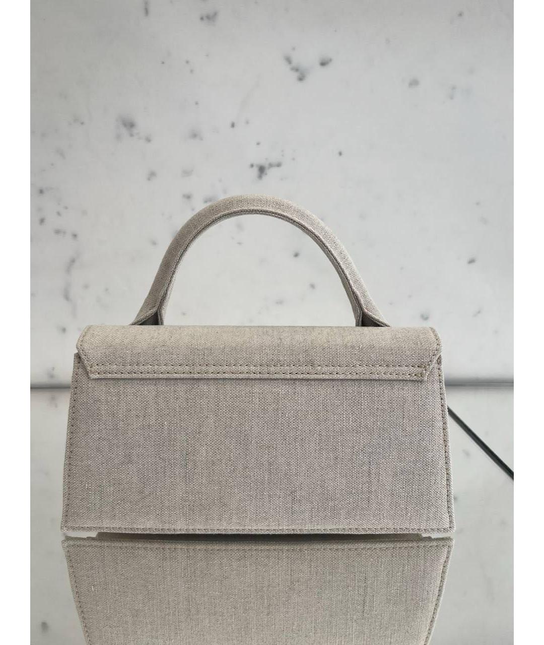 JACQUEMUS Бежевая льняная сумка с короткими ручками, фото 3