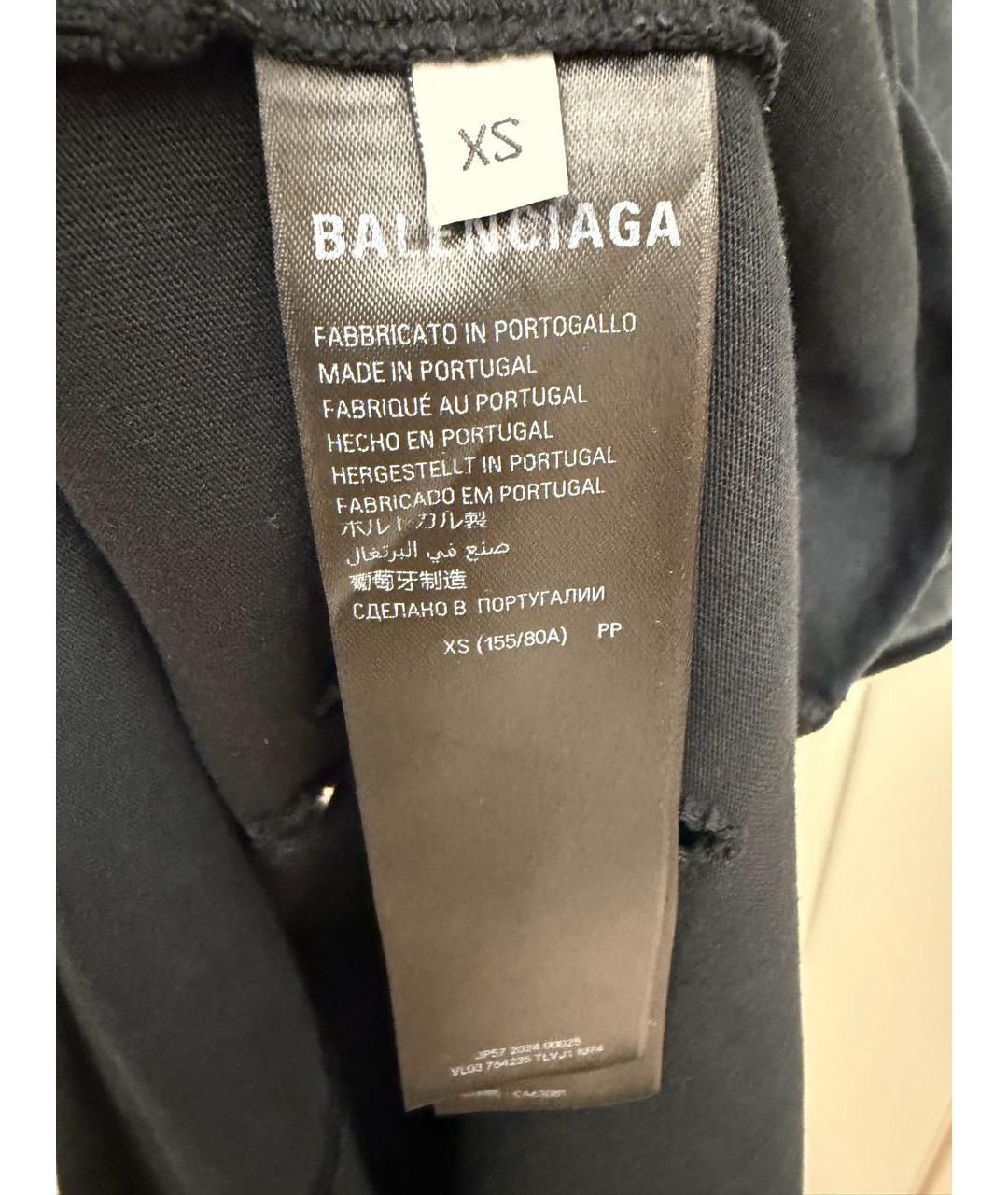 BALENCIAGA Черная хлопковая футболка, фото 4