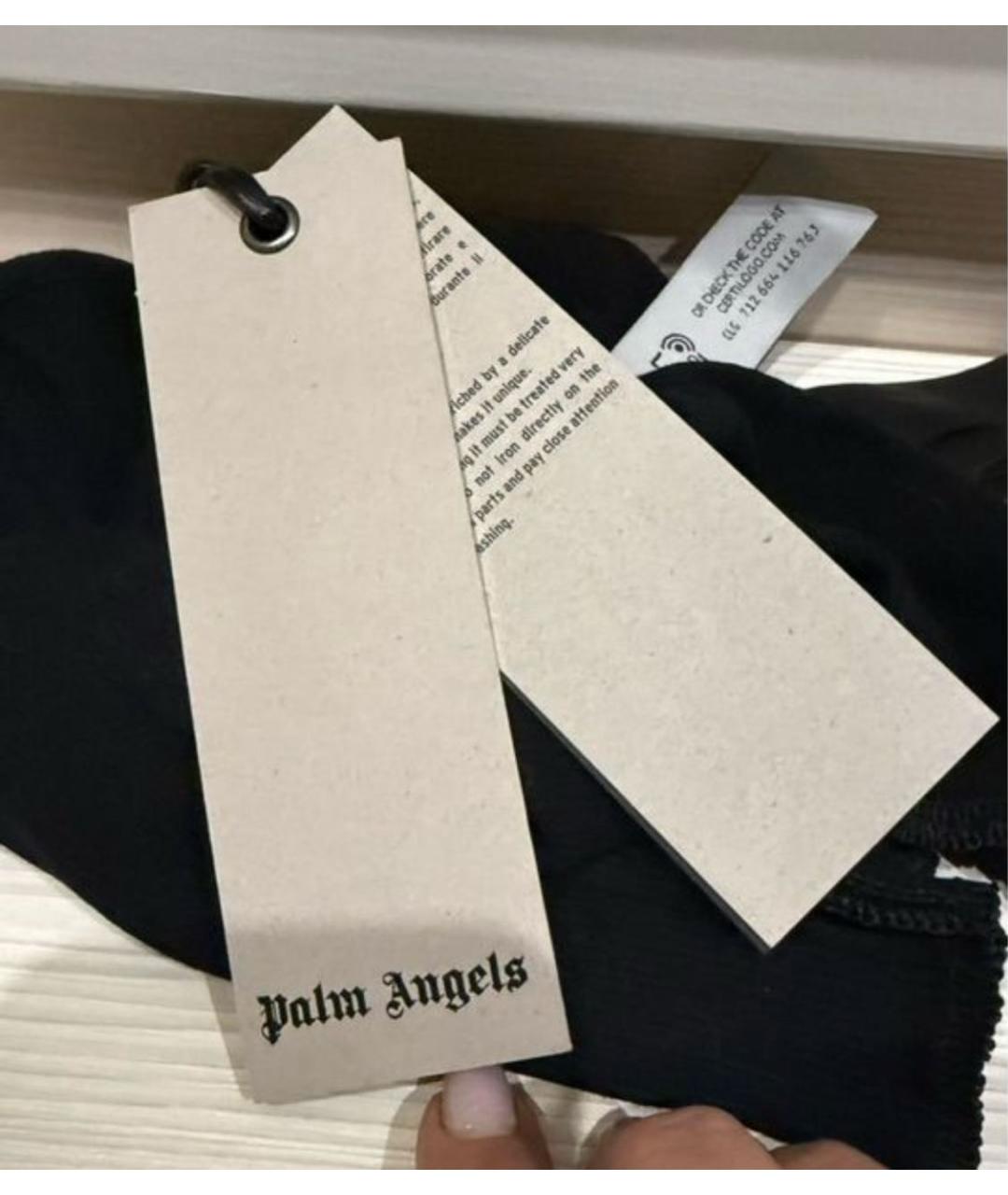 PALM ANGELS Черная хлопко-эластановая майка, фото 4