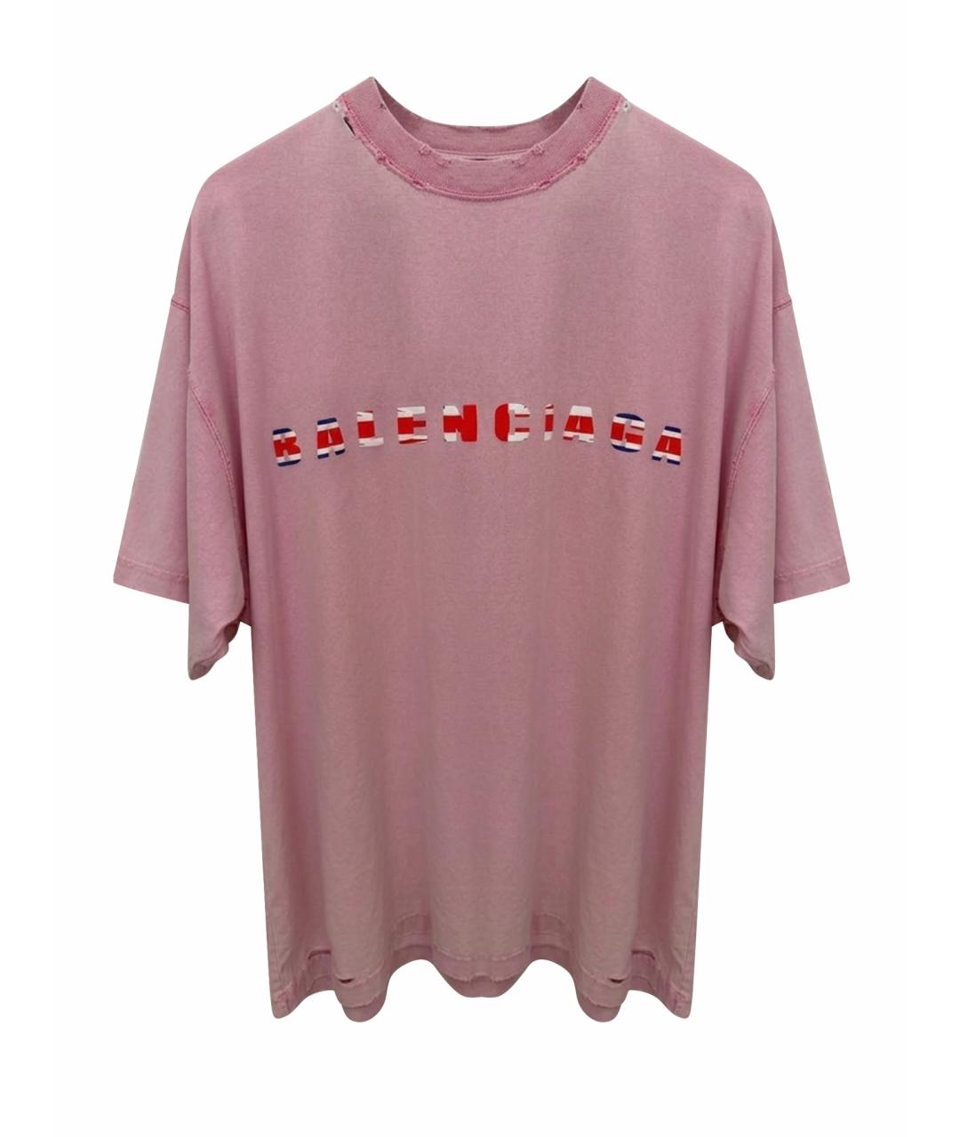BALENCIAGA Розовая хлопковая футболка, фото 7