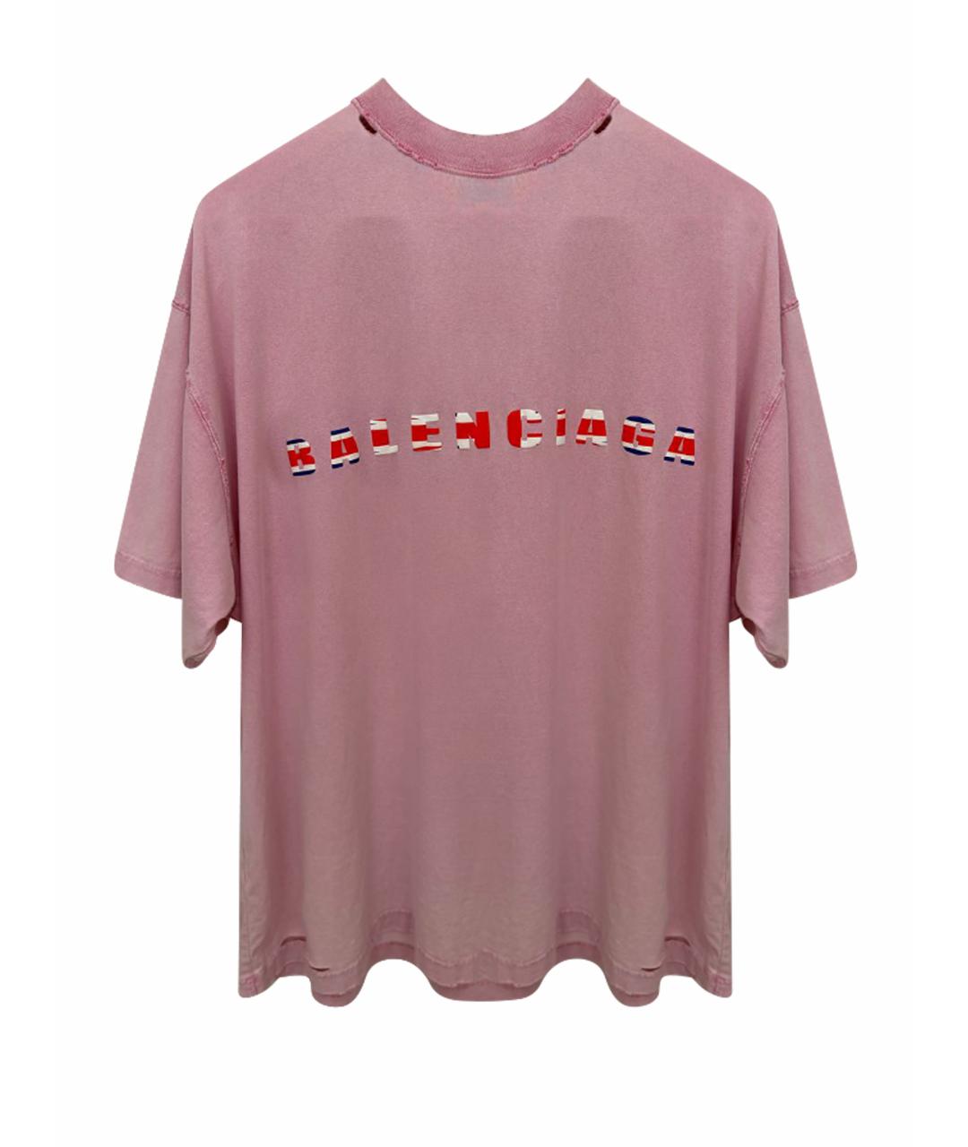 BALENCIAGA Розовая хлопковая футболка, фото 1