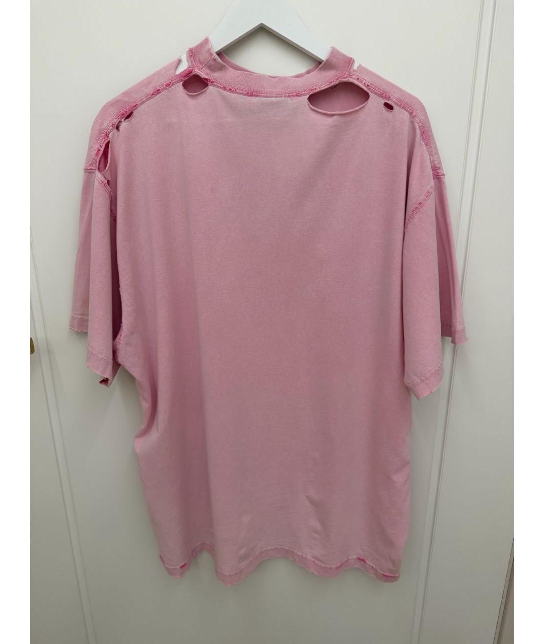 BALENCIAGA Розовая хлопковая футболка, фото 2