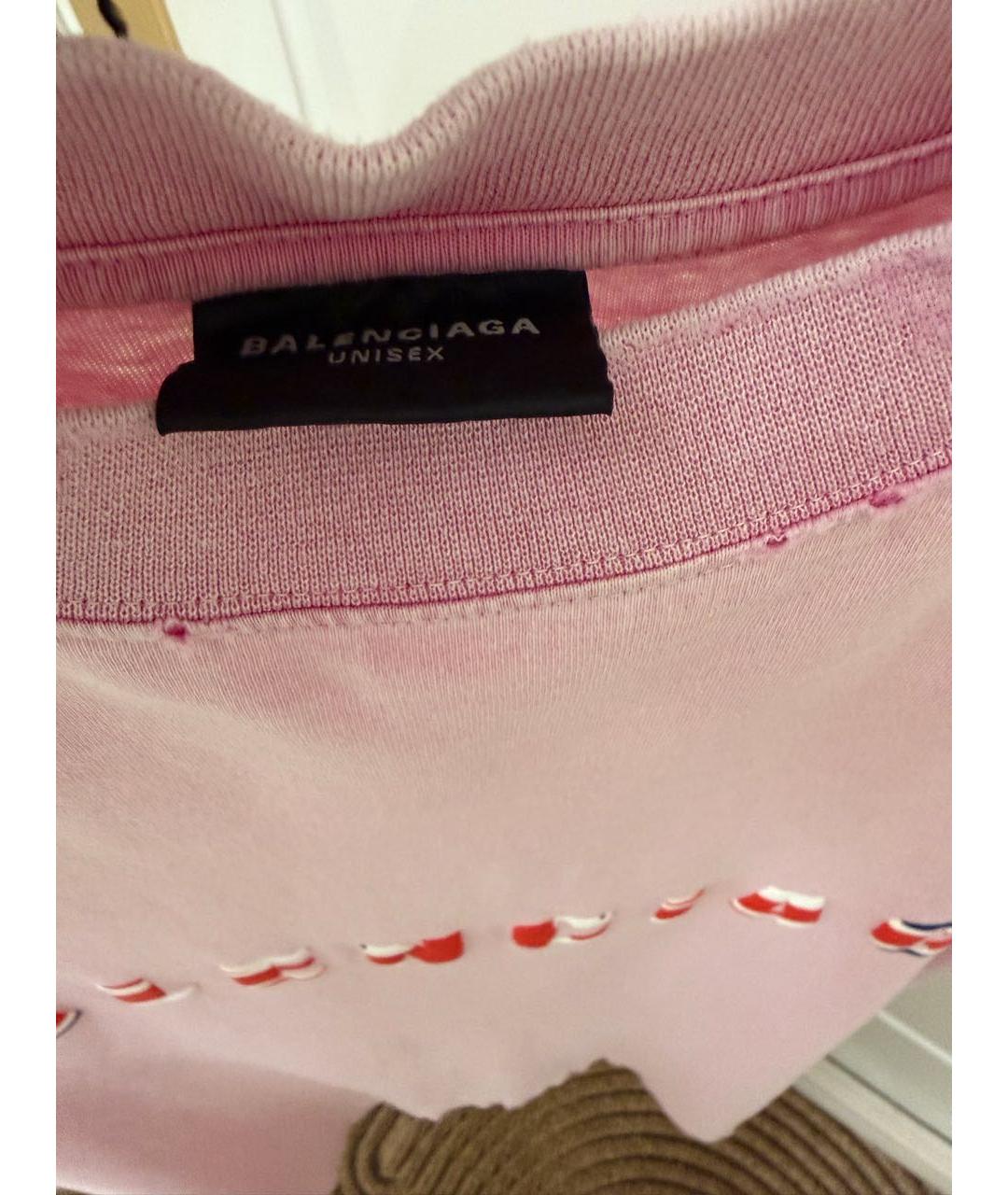 BALENCIAGA Розовая хлопковая футболка, фото 3