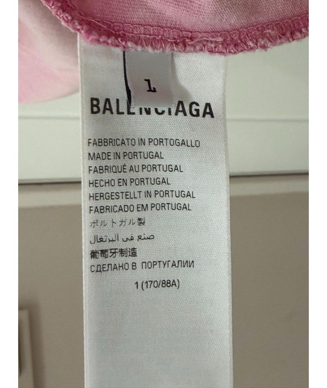 BALENCIAGA Розовая хлопковая футболка, фото 4