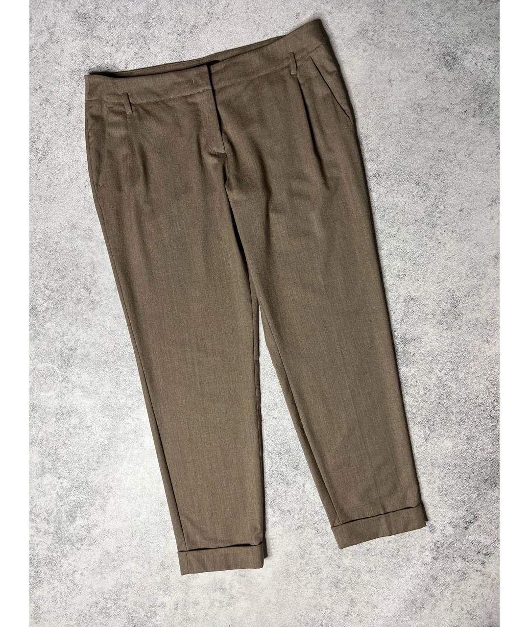 WEEKEND MAX MARA Коричневые шерстяные брюки узкие, фото 7