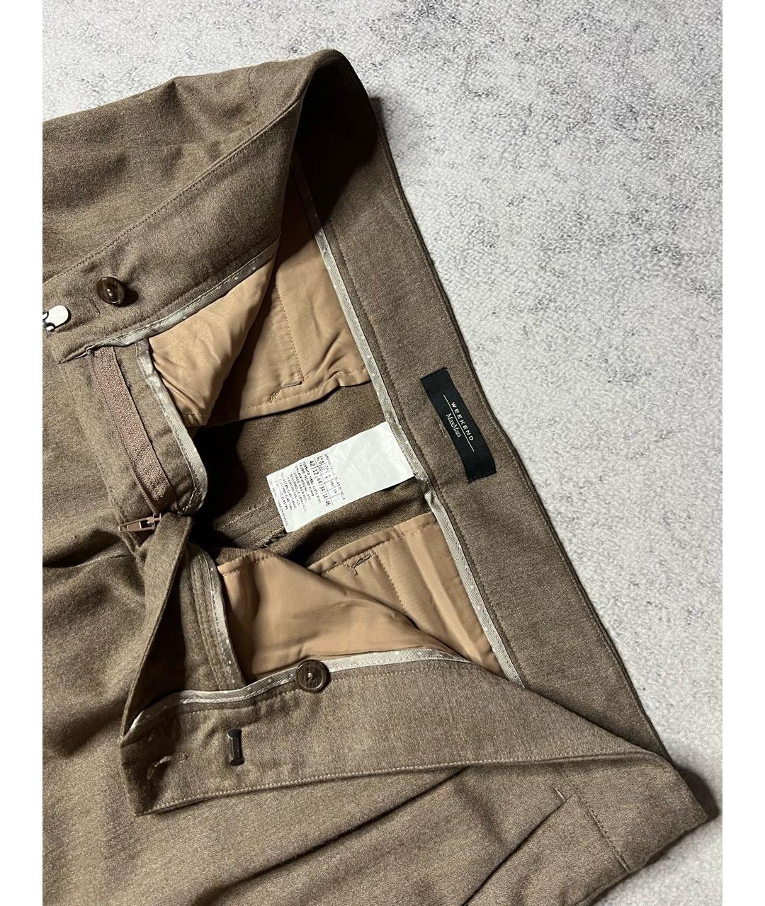 WEEKEND MAX MARA Коричневые шерстяные брюки узкие, фото 5