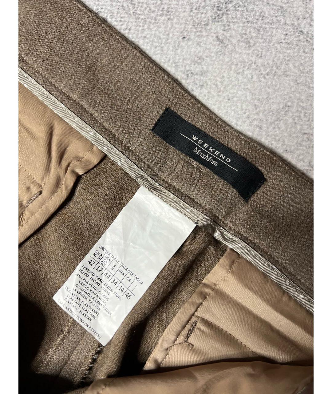 WEEKEND MAX MARA Коричневые шерстяные брюки узкие, фото 6