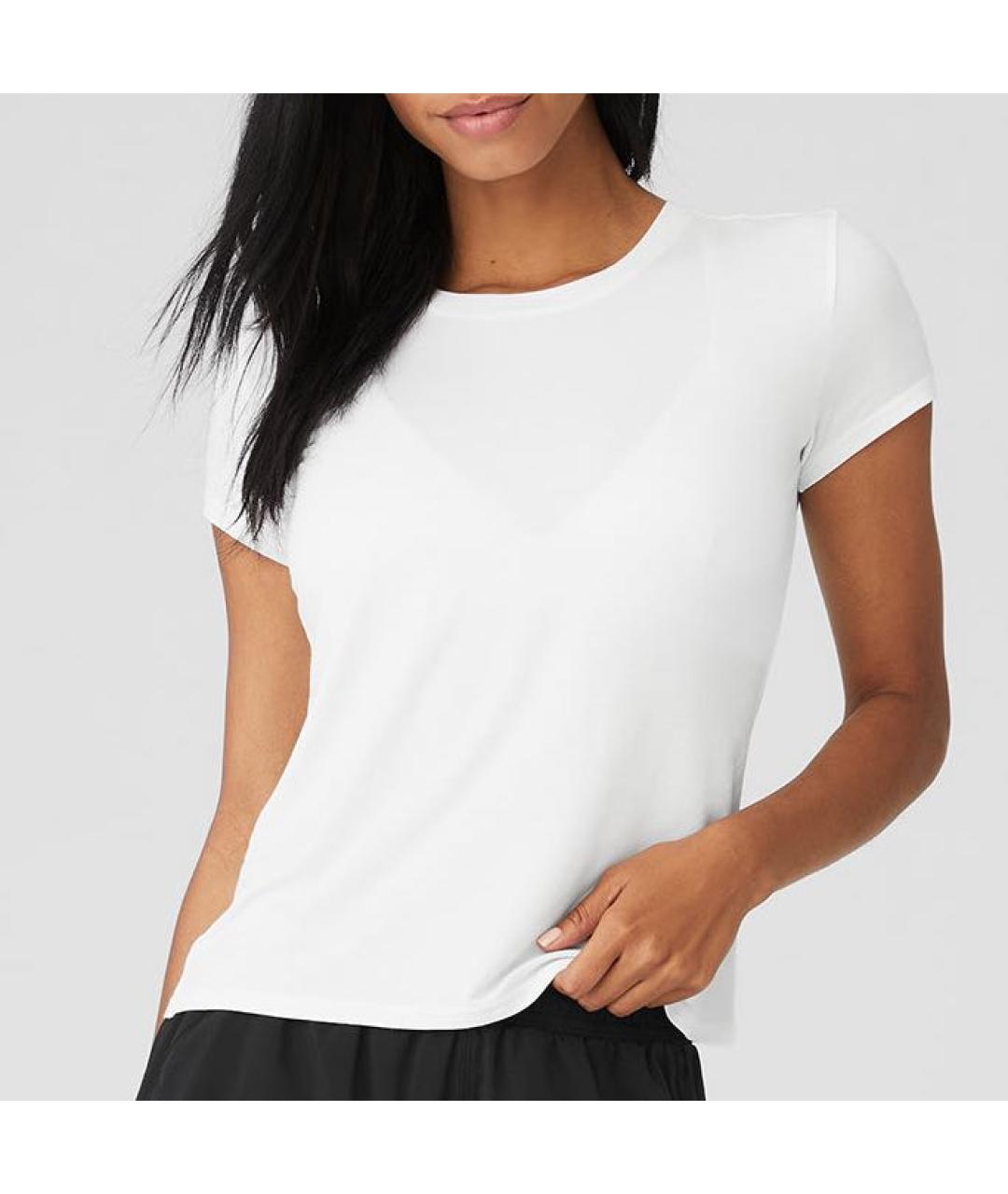 ALO YOGA Белая хлопковая футболка, фото 2