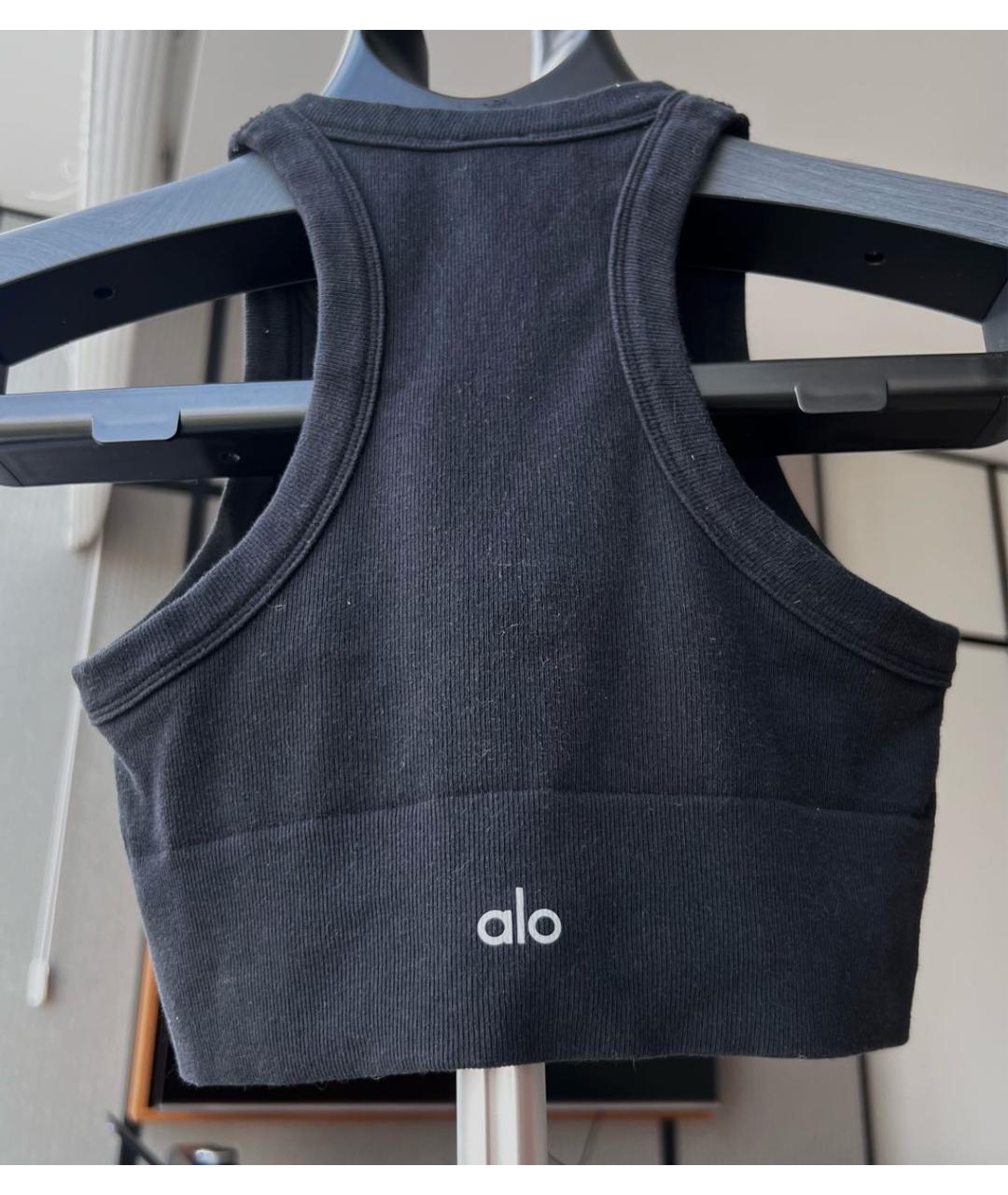 ALO YOGA Черная хлопковая майка, фото 4