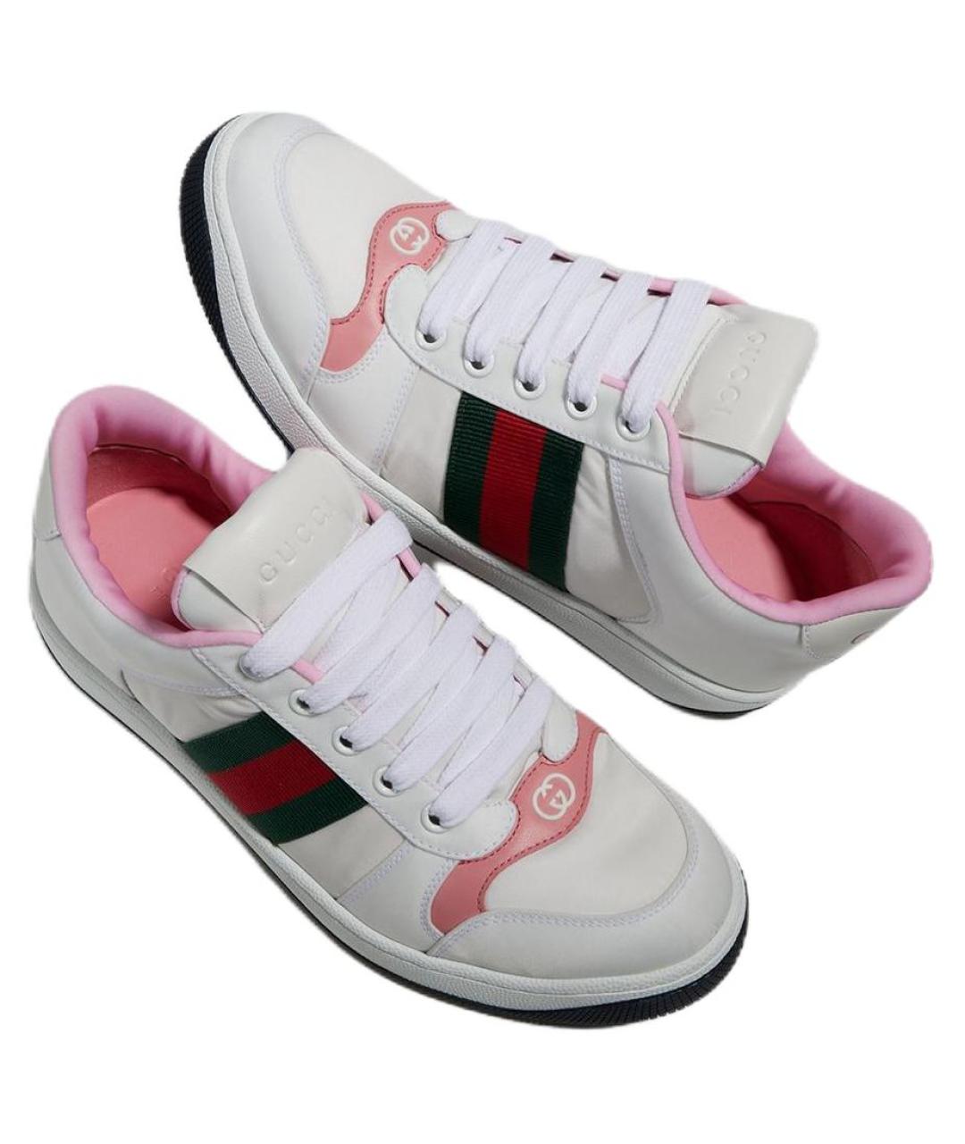 GUCCI Белые кожаные кроссовки, фото 4