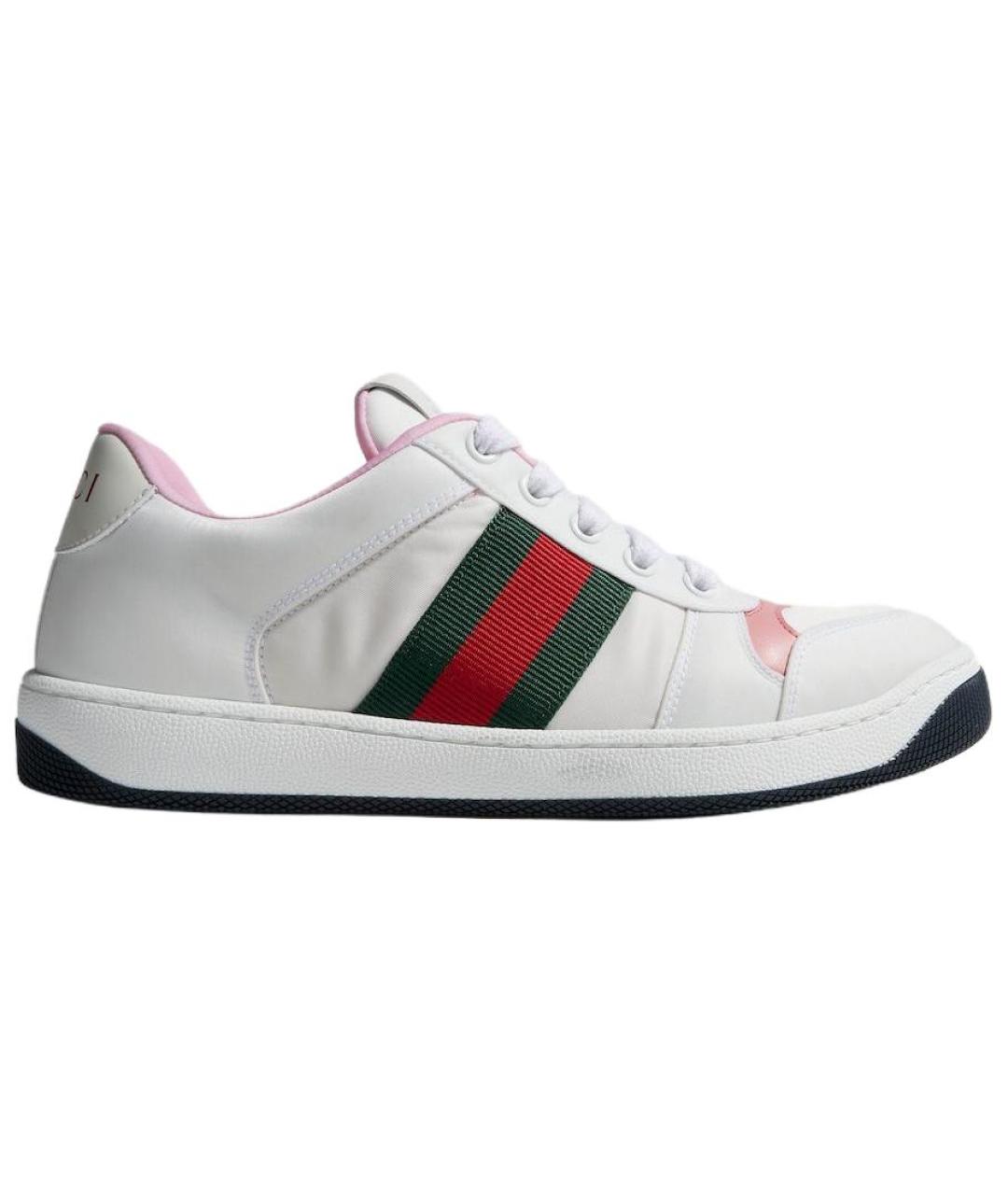 GUCCI Белые кожаные кроссовки, фото 1