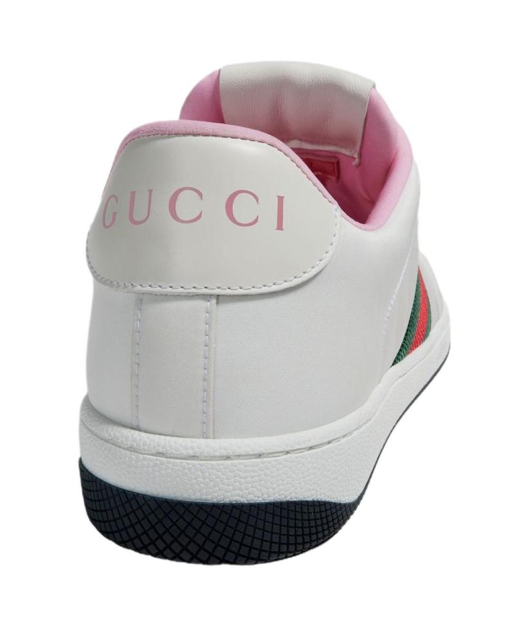 GUCCI Белые кожаные кроссовки, фото 5