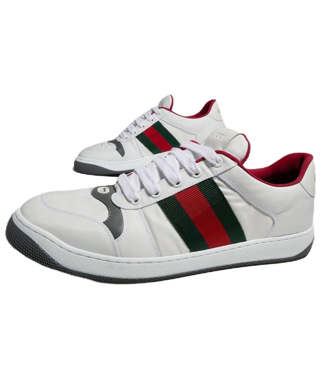 GUCCI Белые кожаные низкие кроссовки / кеды, фото 4