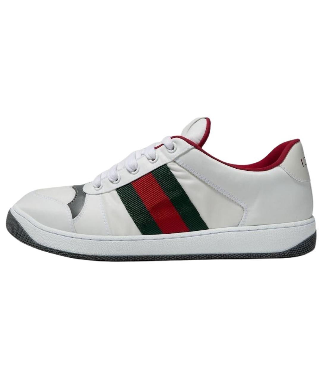 GUCCI Белые кожаные низкие кроссовки / кеды, фото 2