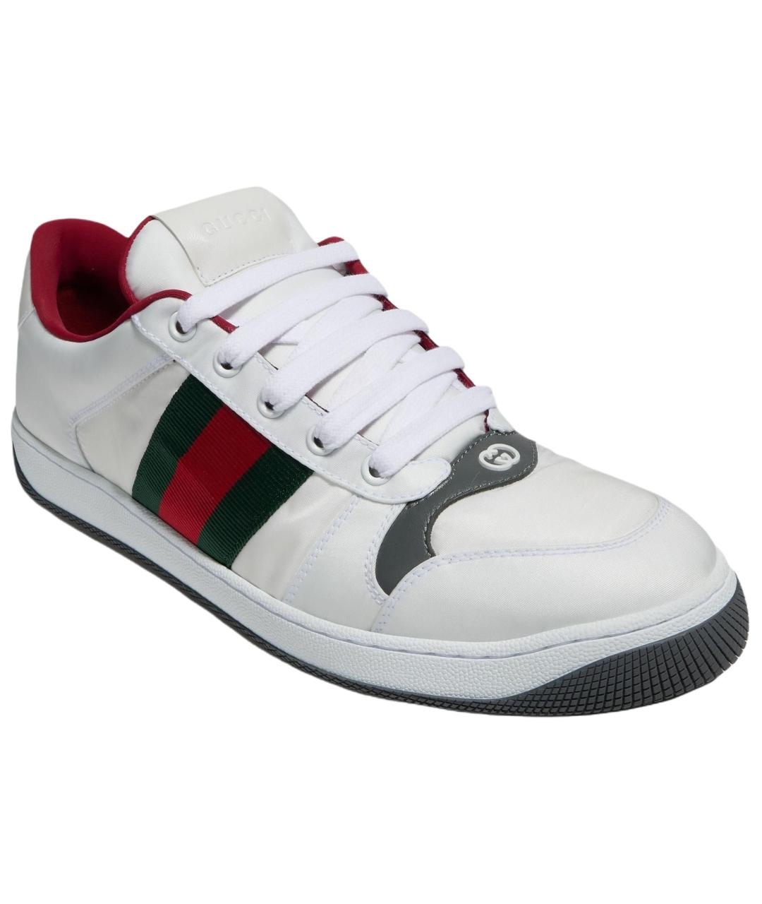 GUCCI Белые кожаные низкие кроссовки / кеды, фото 3