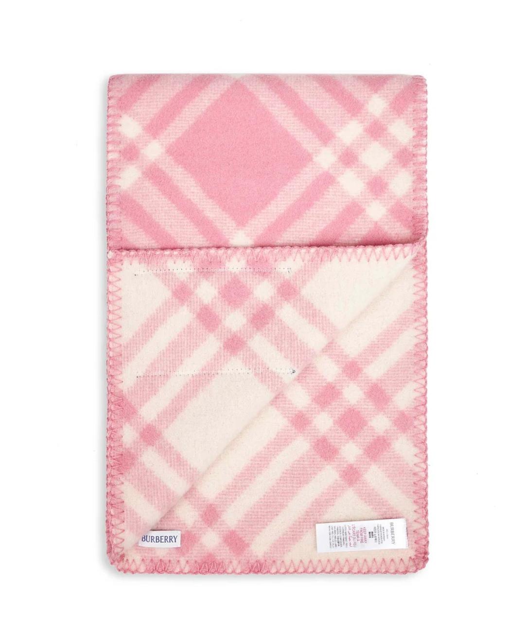BURBERRY Розовый шерстяной шарф, фото 2
