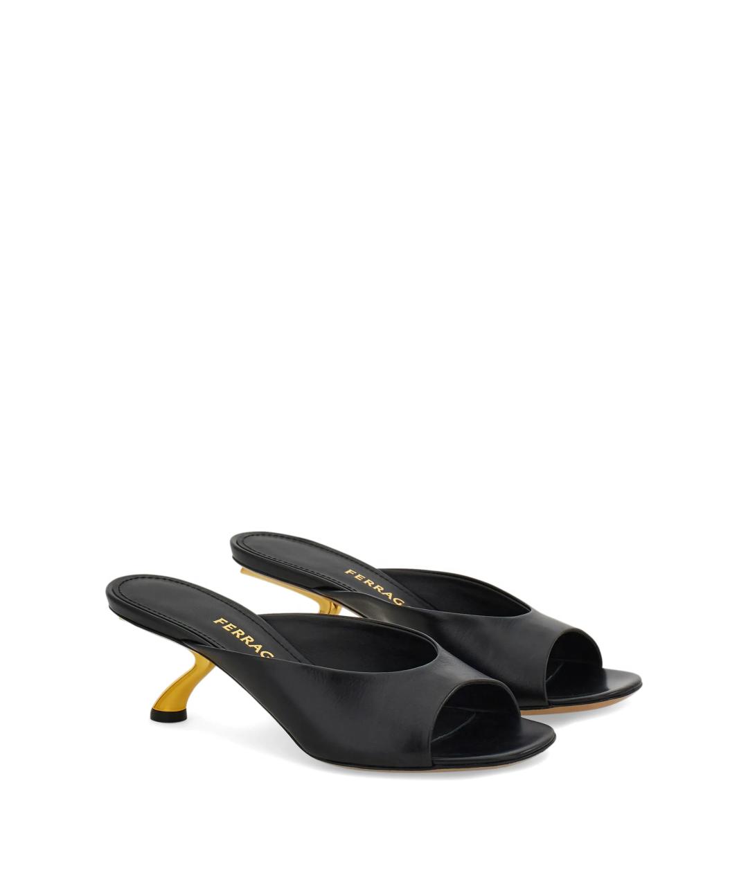 FERRAGAMO Черные кожаные мюли, фото 2