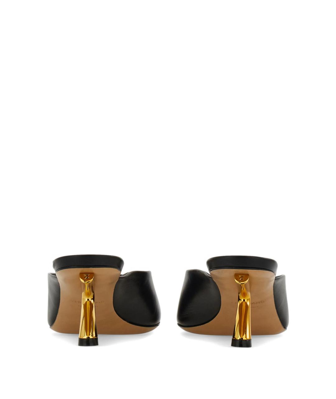 FERRAGAMO Черные кожаные мюли, фото 3