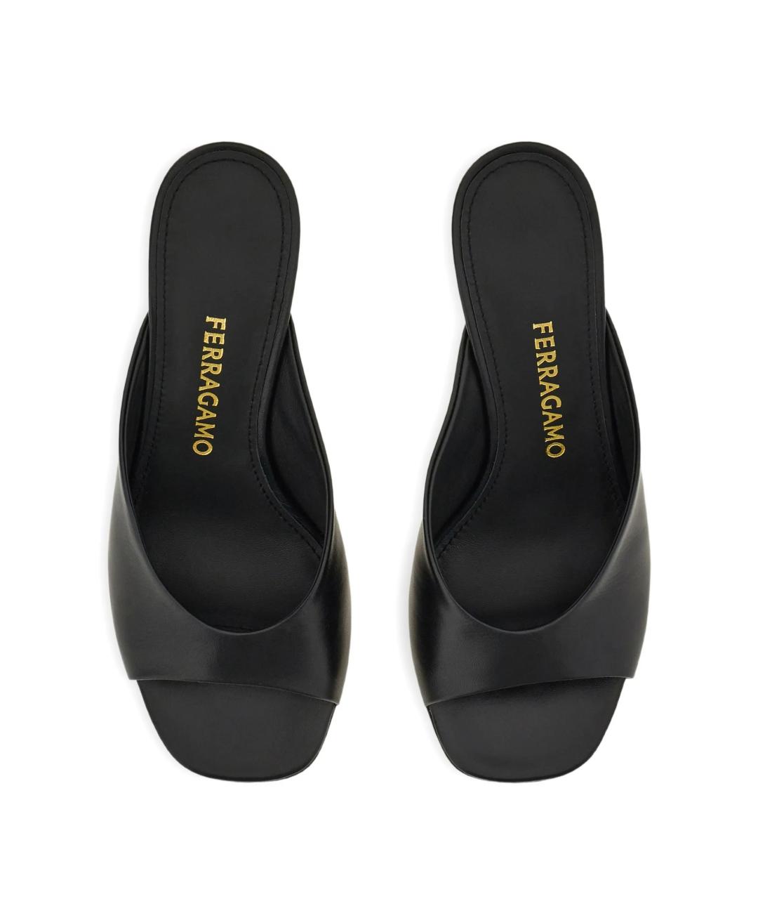 FERRAGAMO Черные кожаные мюли, фото 4