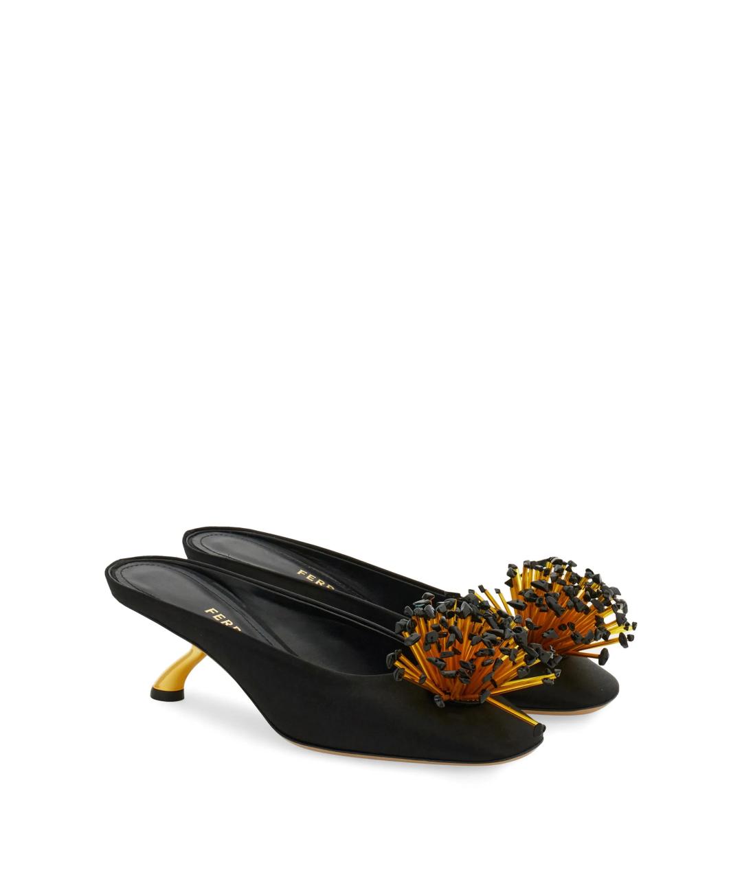 FERRAGAMO Черные кожаные мюли, фото 2