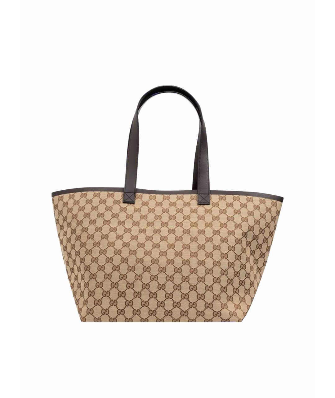 GUCCI Бежевая тканевая сумка тоут, фото 1