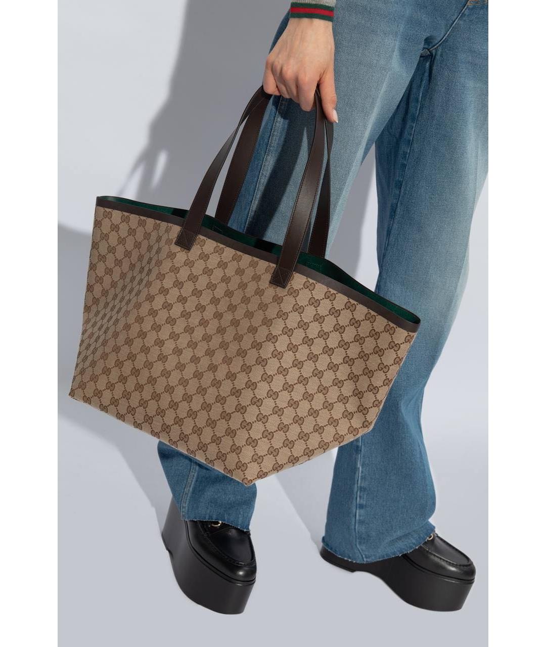 GUCCI Бежевая тканевая сумка тоут, фото 4