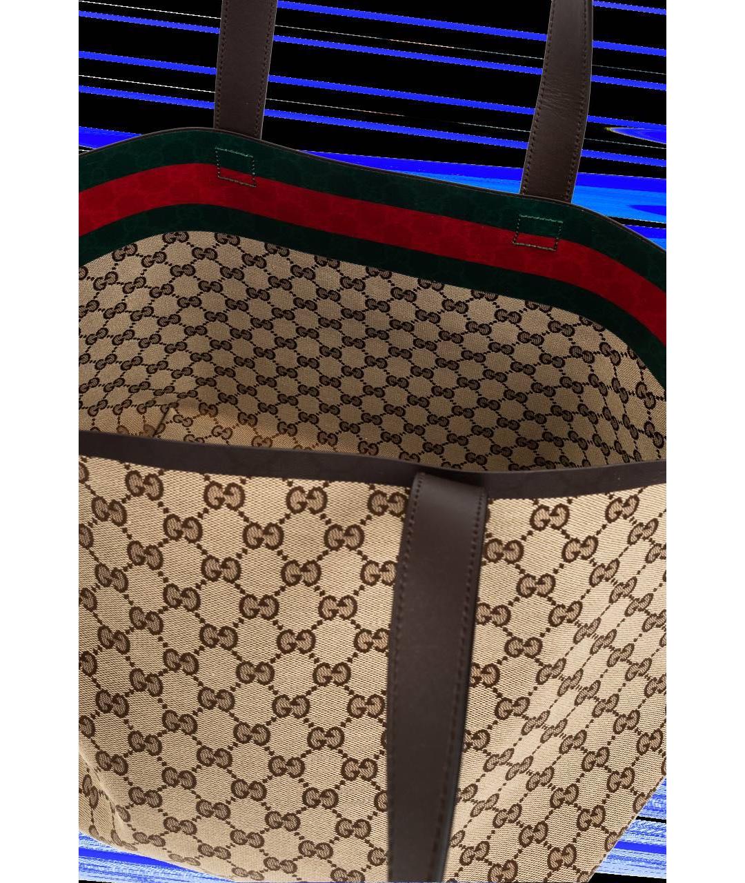GUCCI Бежевая тканевая сумка тоут, фото 3