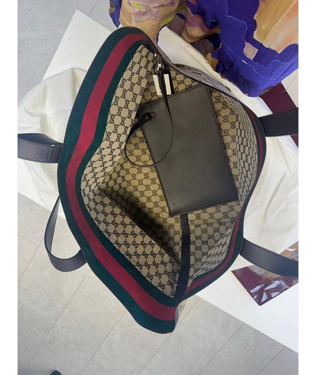 GUCCI Бежевая тканевая сумка тоут, фото 6