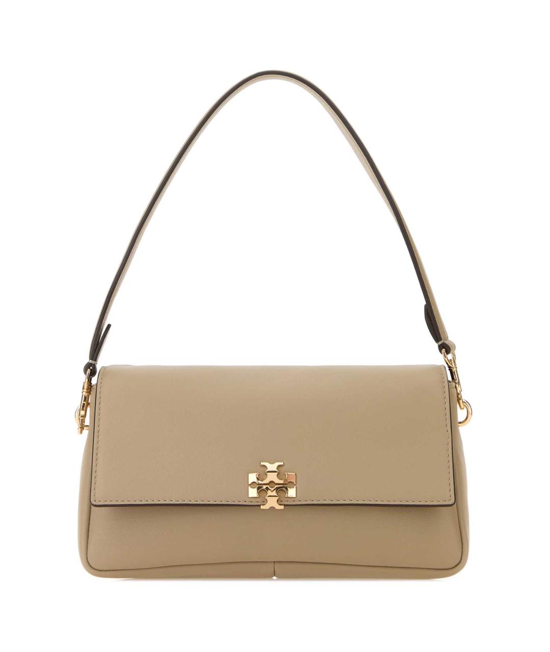 TORY BURCH Бежевая кожаная сумка с короткими ручками, фото 1