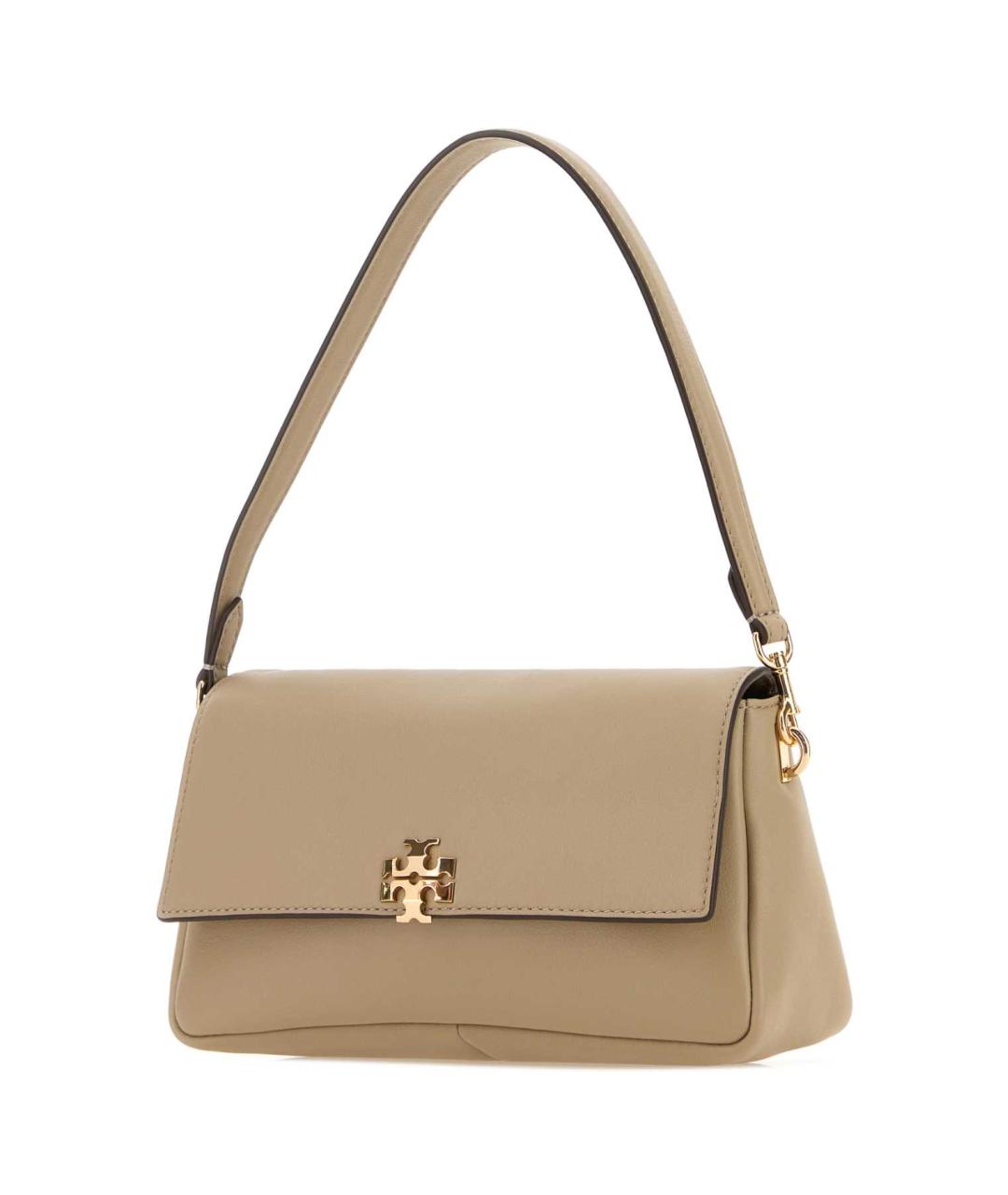 TORY BURCH Бежевая кожаная сумка с короткими ручками, фото 2