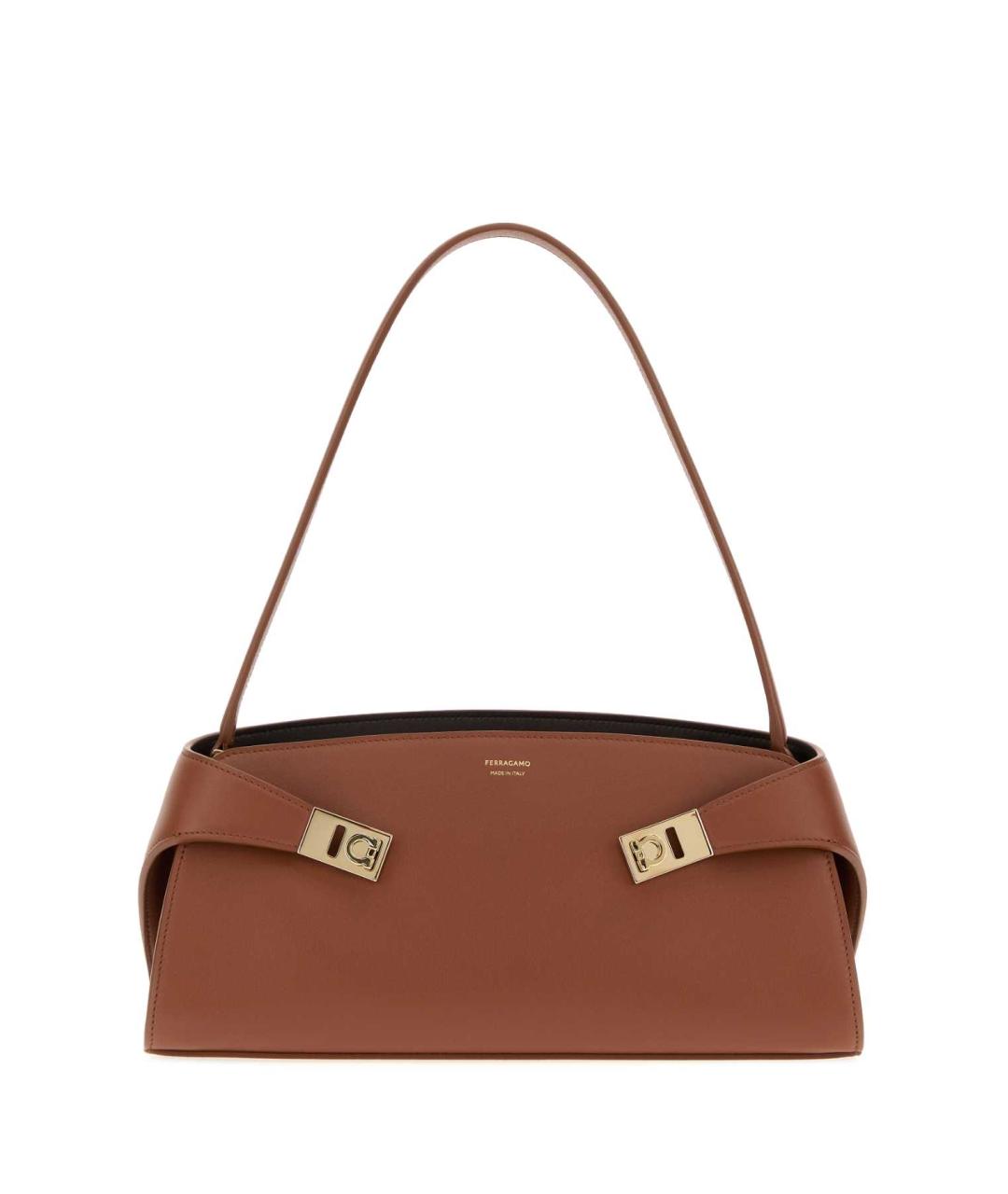 FERRAGAMO Коричневая кожаная сумка через плечо, фото 1