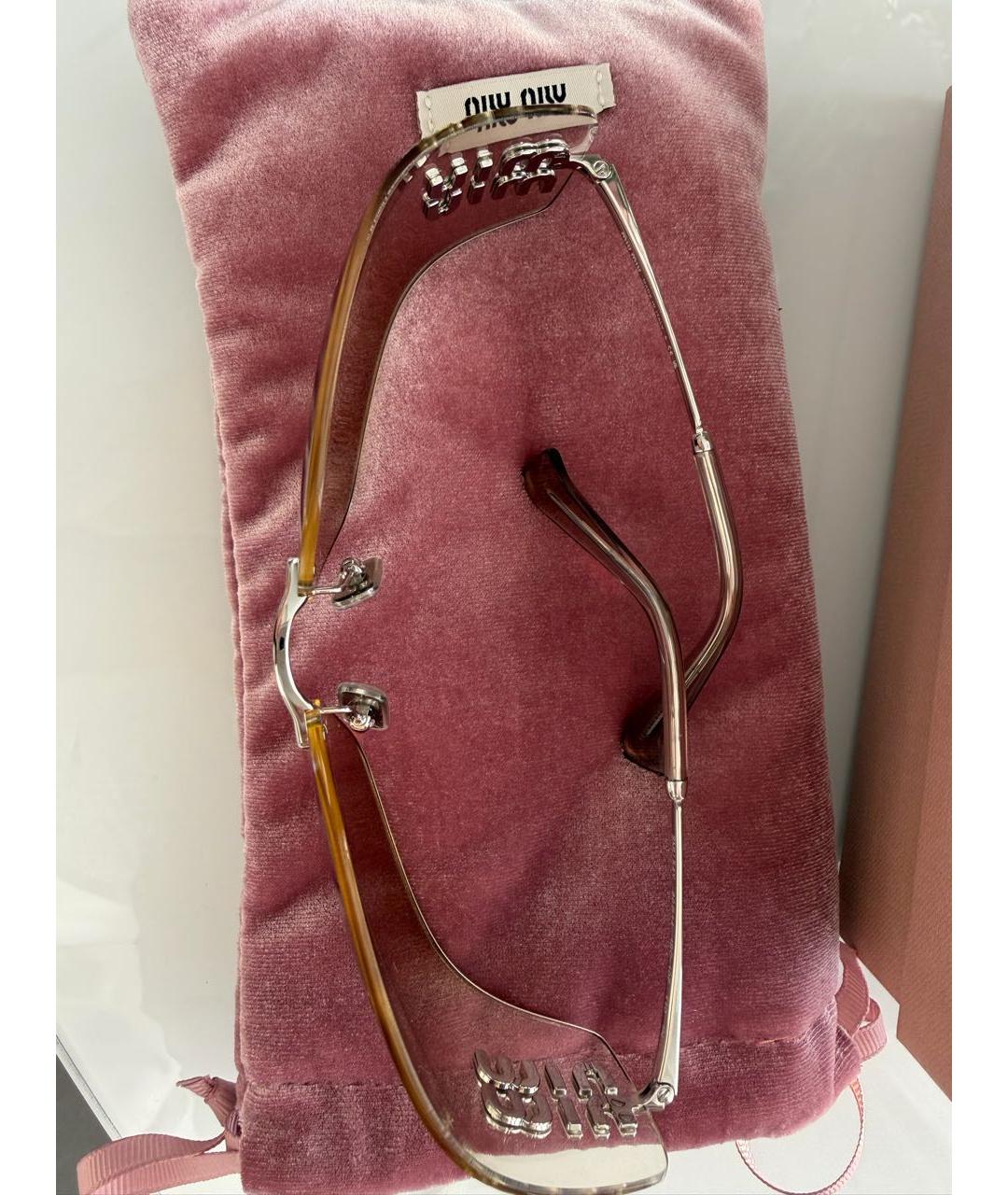 MIU MIU Бежевые металлические солнцезащитные очки, фото 5