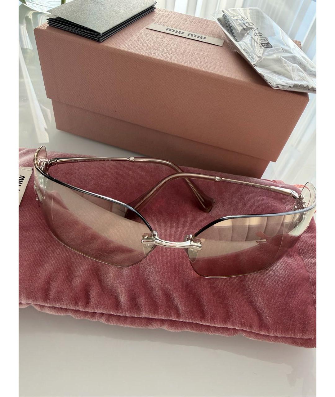 MIU MIU Бежевые металлические солнцезащитные очки, фото 2