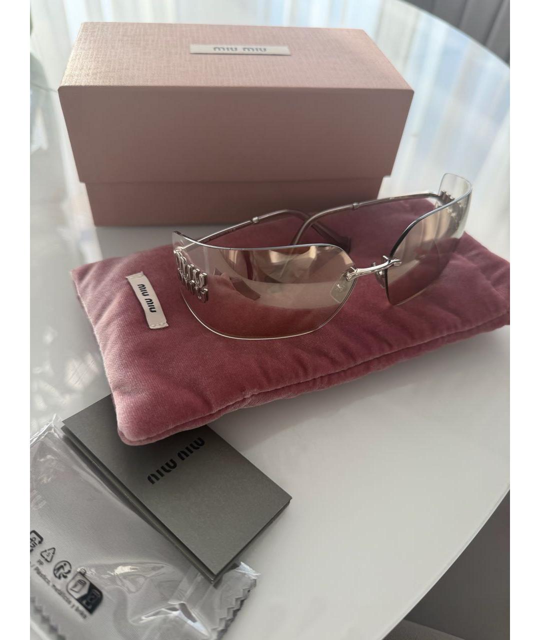 MIU MIU Бежевые металлические солнцезащитные очки, фото 6