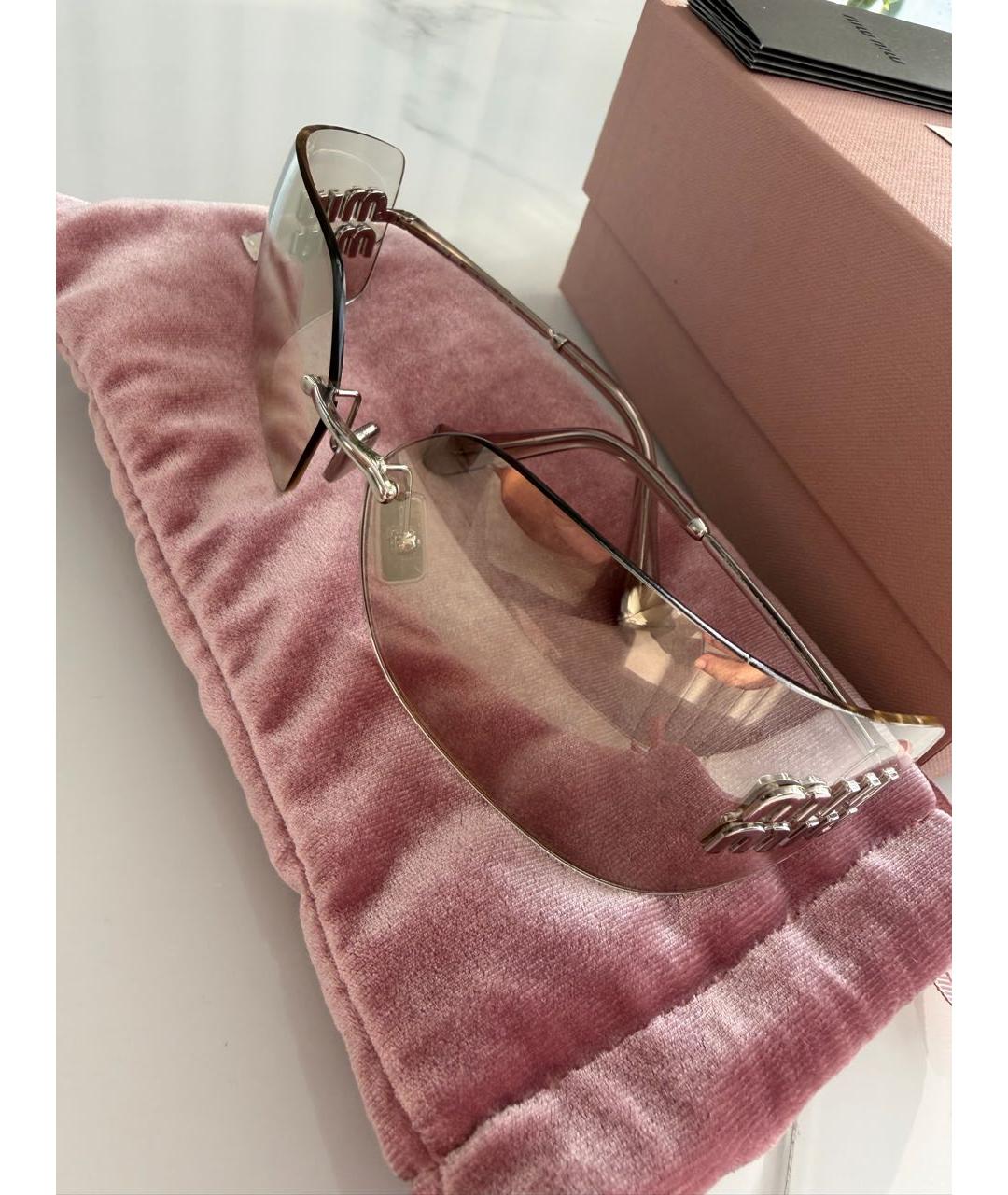 MIU MIU Бежевые металлические солнцезащитные очки, фото 4