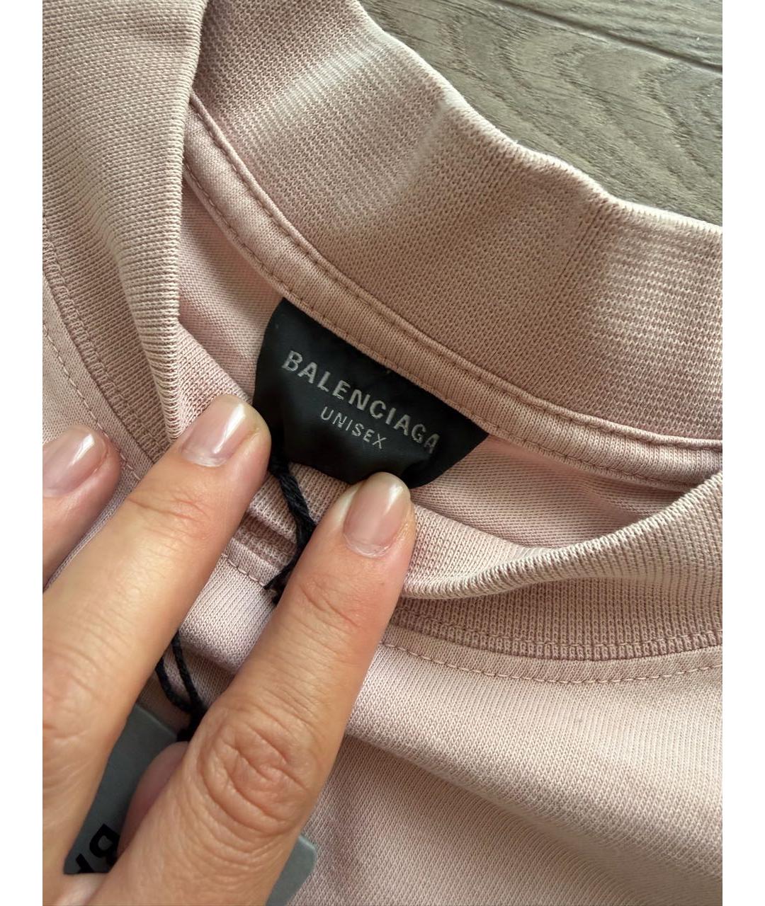 BALENCIAGA Розовая хлопковая футболка, фото 2