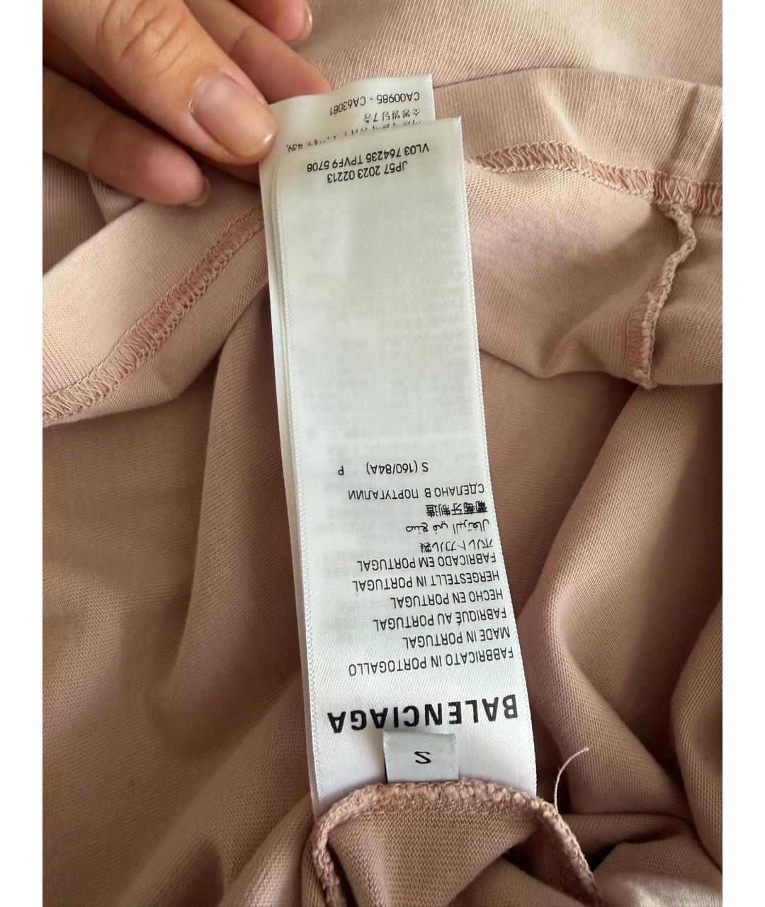 BALENCIAGA Розовая хлопковая футболка, фото 4