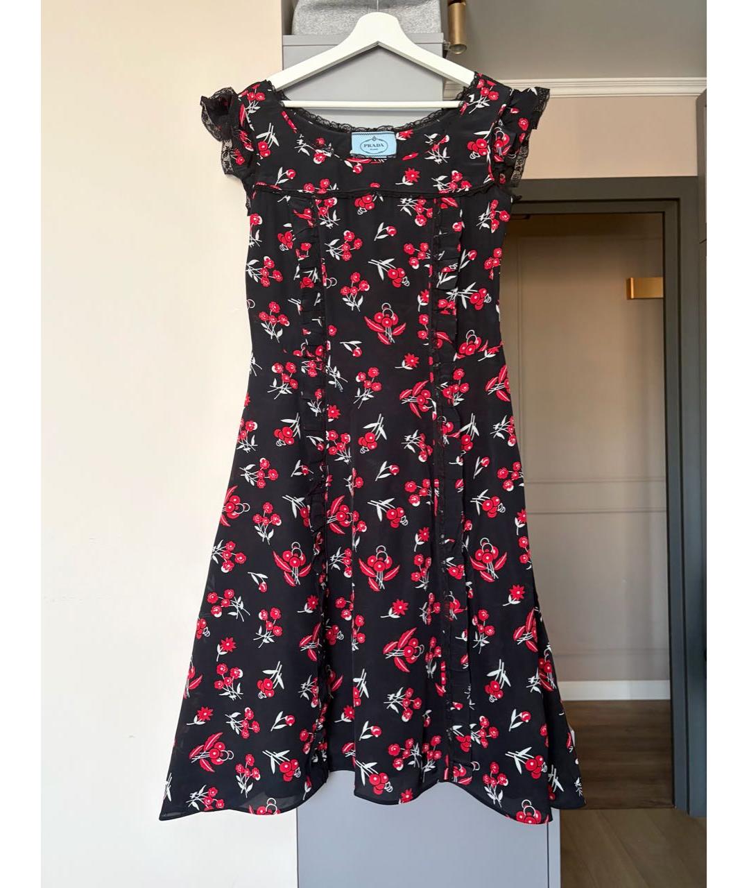 PRADA Черное шелковое повседневное платье, фото 2