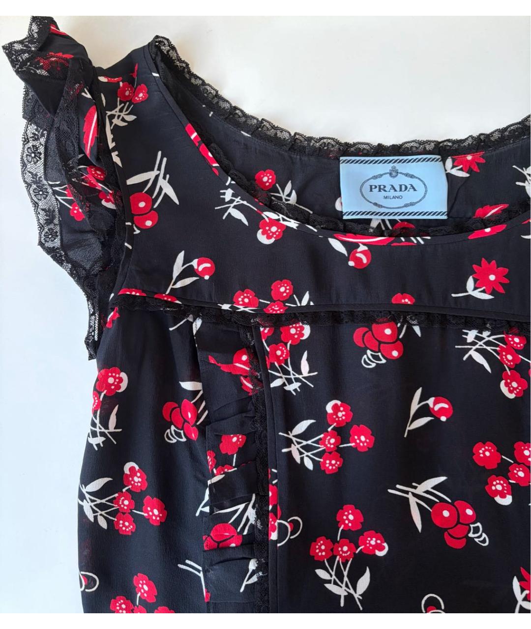 PRADA Черное шелковое повседневное платье, фото 4