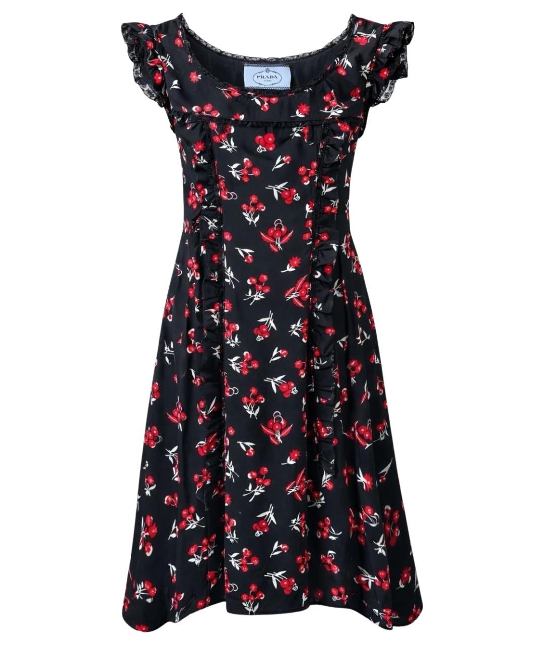 PRADA Черное шелковое повседневное платье, фото 1