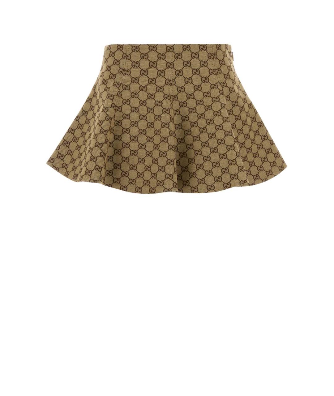 GUCCI Бежевая хлопковая юбка мини, фото 1