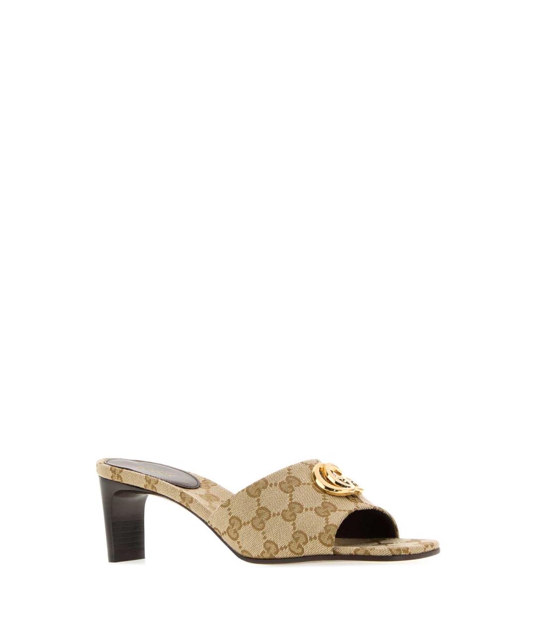 GUCCI Бежевые текстильные мюли, фото 2