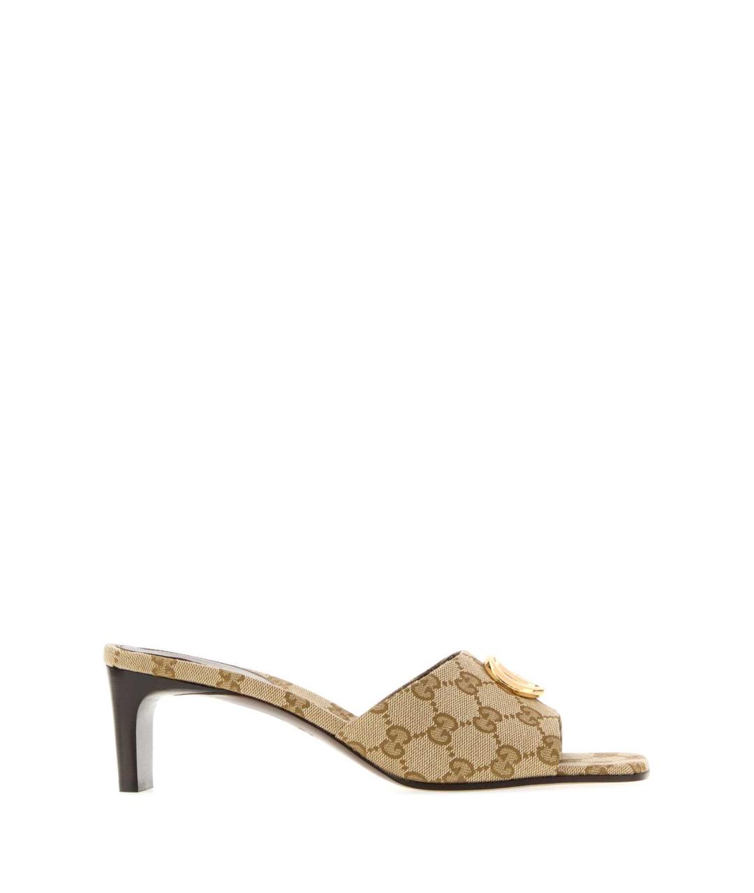 GUCCI Бежевые текстильные мюли, фото 1