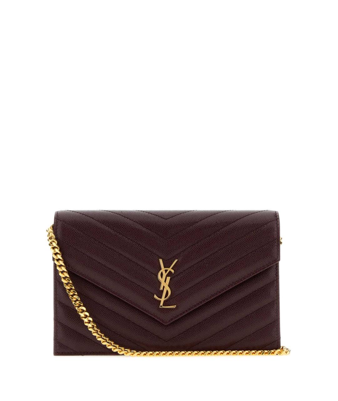 SAINT LAURENT Бордовая кожаная сумка с короткими ручками, фото 1