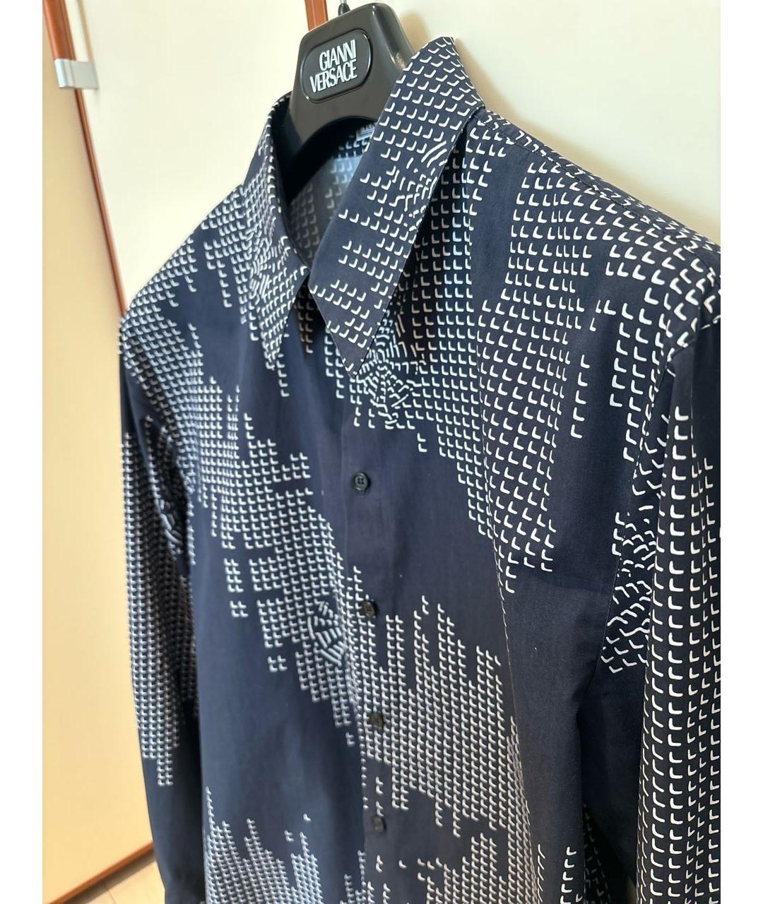 VERSACE Темно-синяя хлопковая классическая рубашка, фото 5