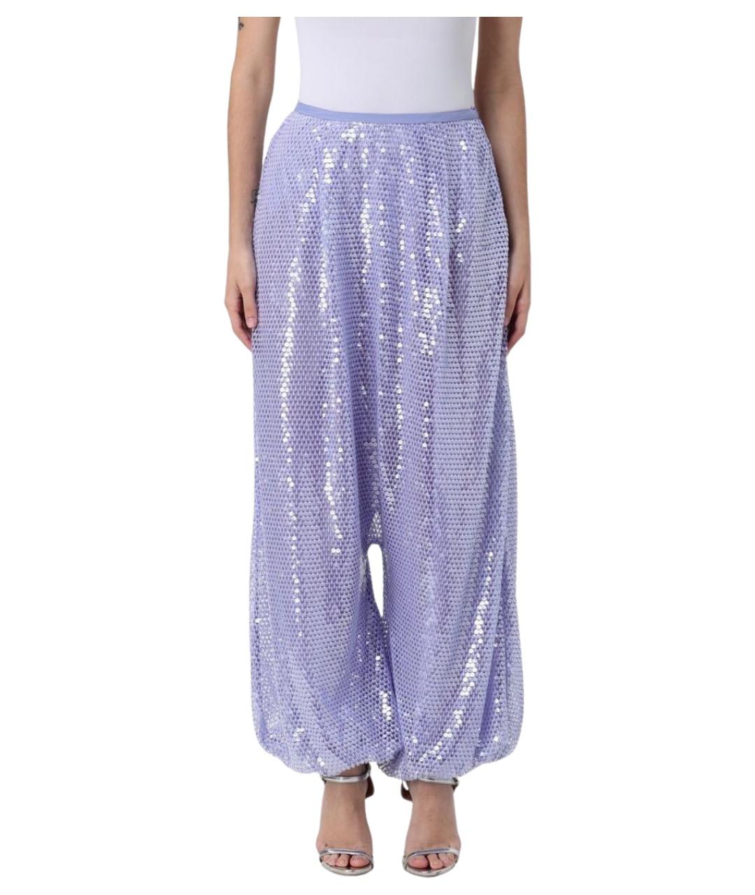 EMPORIO ARMANI Фиолетовые полиэстеровые прямые брюки, фото 1